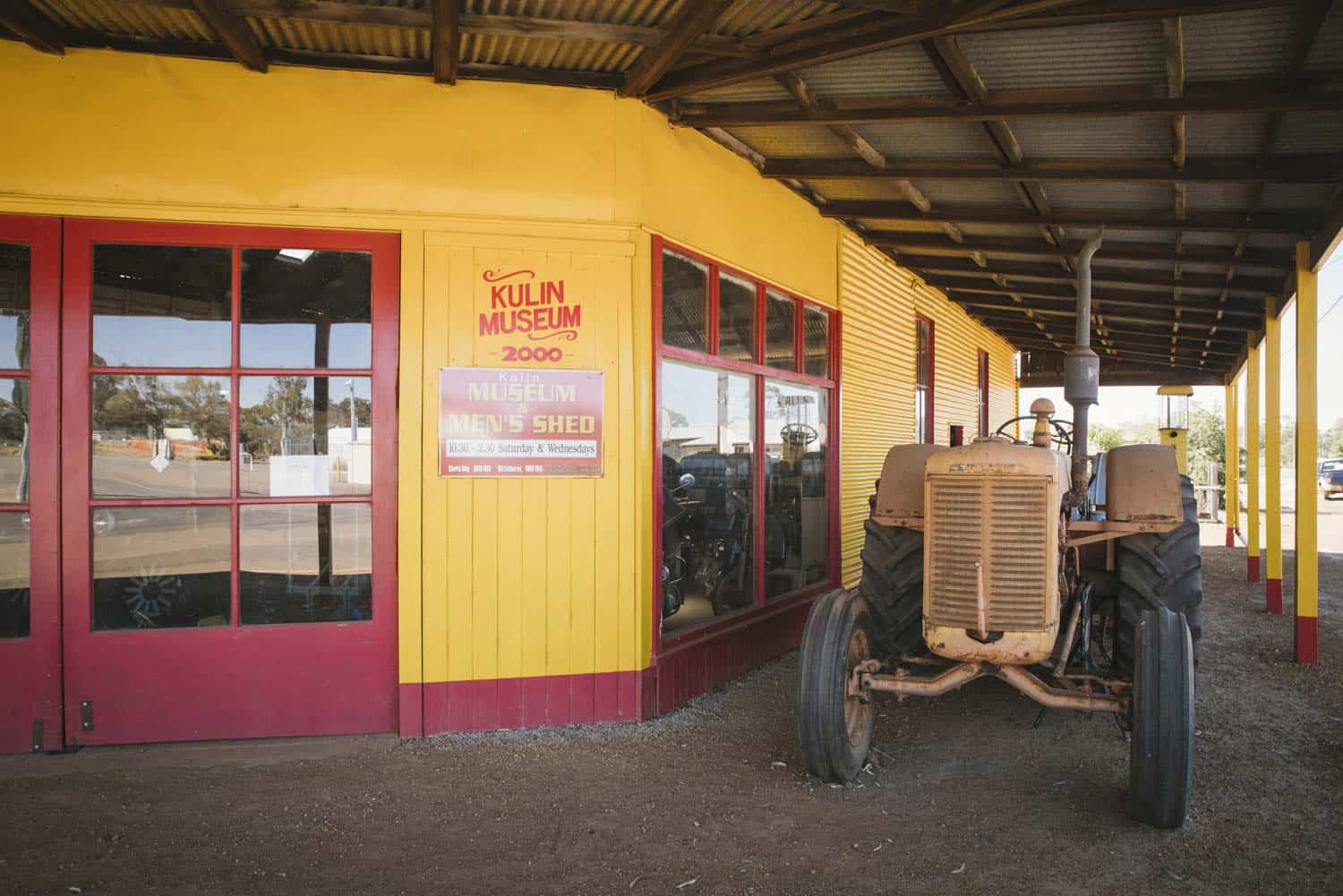 Image of a tractor in front of the Kulin Museum in the Wheatbelt